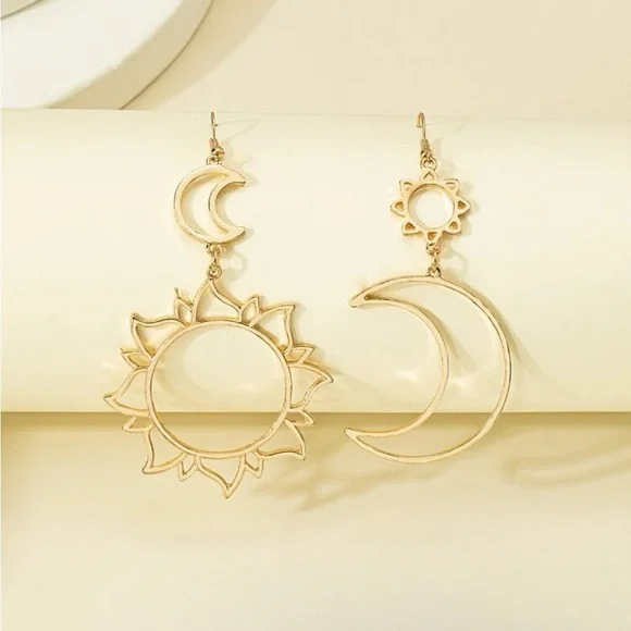 Boho Sun Moon Cut Out Elegant Gold Sliver Black - Picture 7 of 11